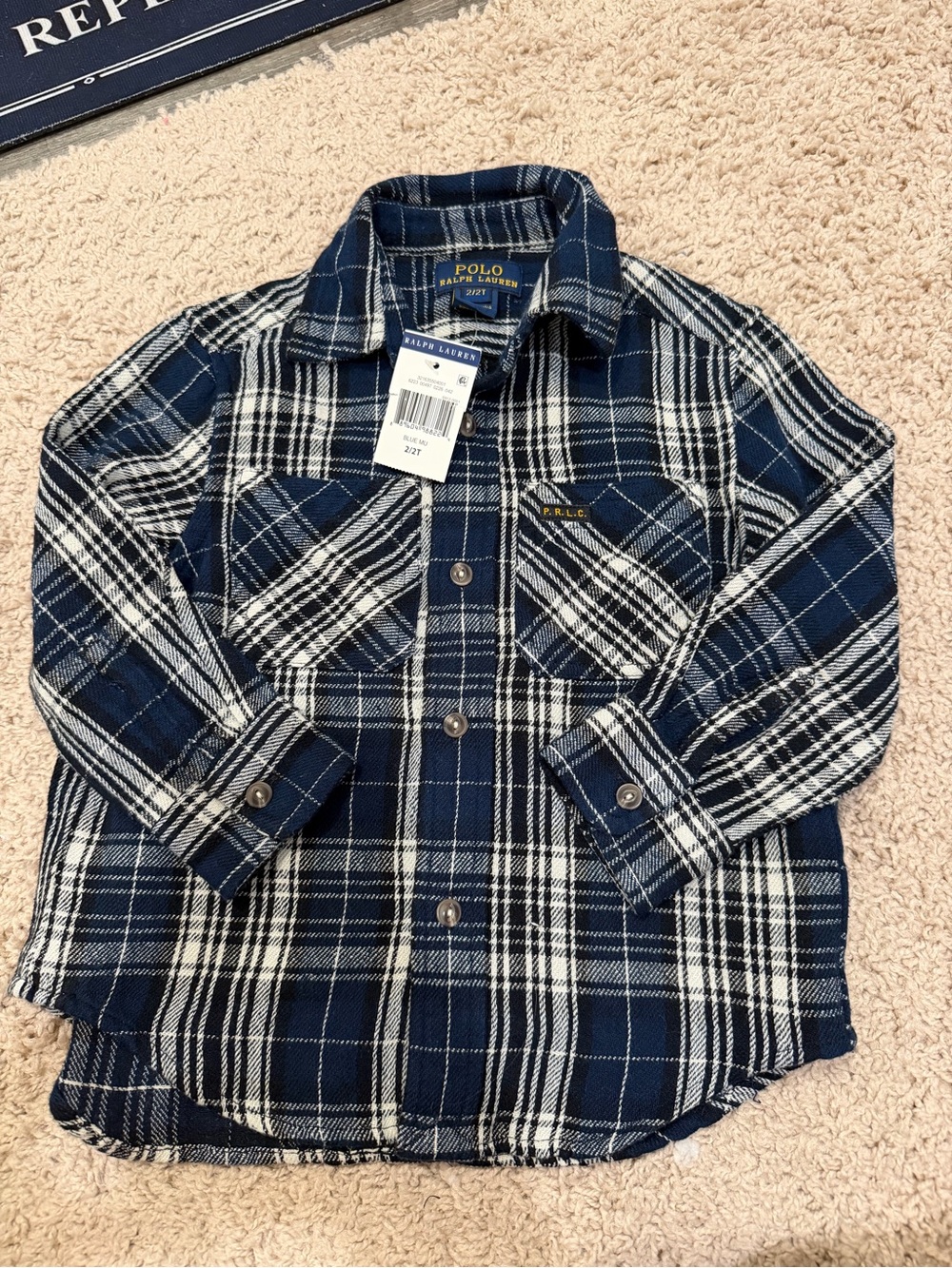 Polo Ralph Lauren Boys 2T Plaid Flannel Button Down Shirt NWT